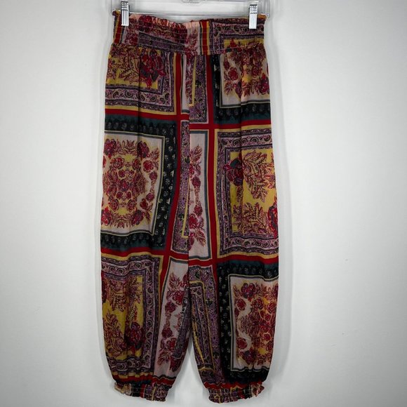 Free People Movement Sashay My Way Printed Pants Scarf Print Size Small - Picture 2 of 13